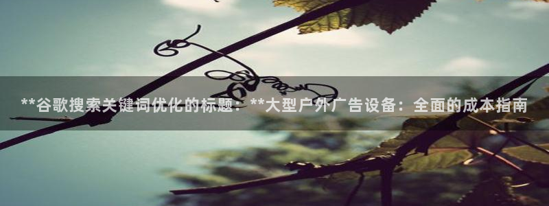 杏宇平台登录步骤：**谷歌搜索关键词优化的标题：**大型户外广告设备：全面的成本指南