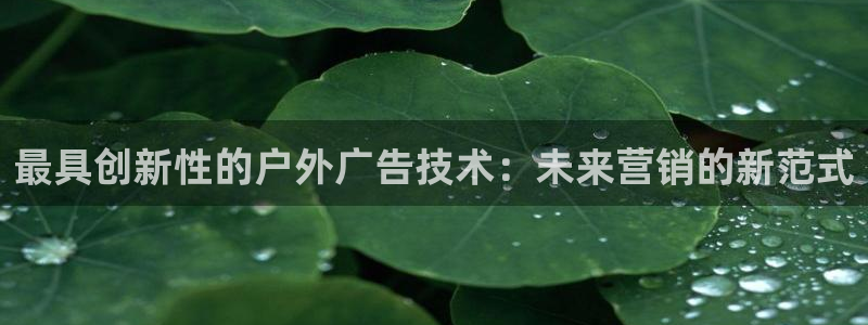 杏宇平台客服：最具创新性的户外广告技术：